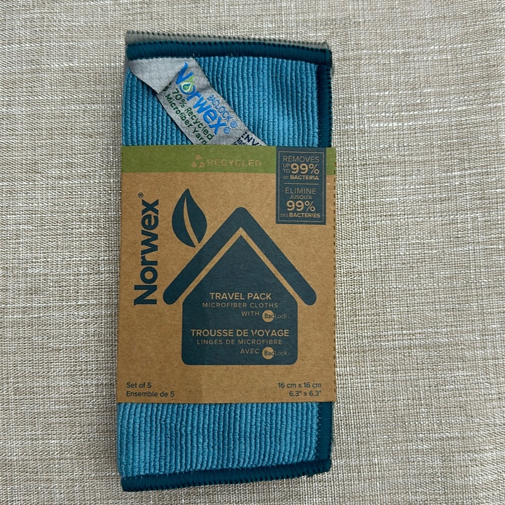 Norwex Travel Pack Set of 5 Microfiber Cloths - Multiple Colors